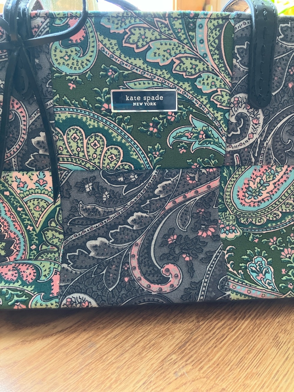 kate spade green paisley print  with pink & gray accents